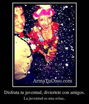 Disfruta tu juventud, diviertete con amigos.