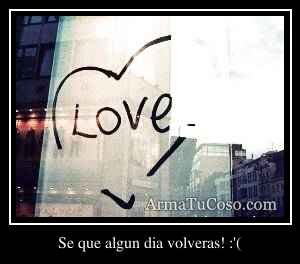 Se que algun dia volveras! :'(